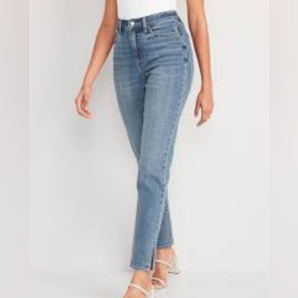 Old Navy High-Waisted OG Straight Side-Slit Ankle Jeans size 14